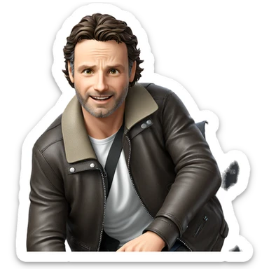 smiling boy in leather jacket sticker