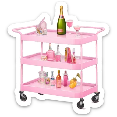 Girly bar cart with pink sticker