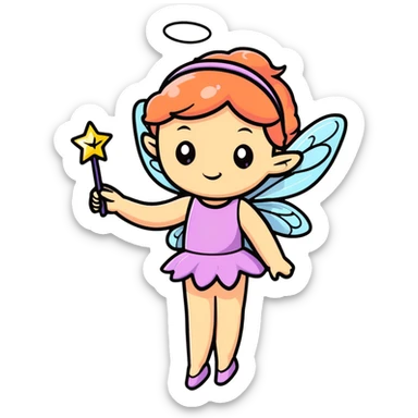 Fairy with sparkling wings and wand sticker