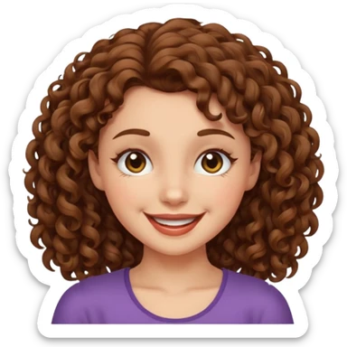 girl with brown curly hair, winking sticker