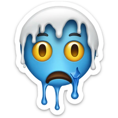 Drooling face with glue dripping on face sticker