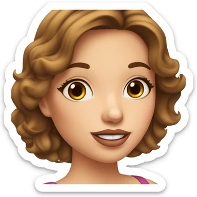 fille belle brune cheveux ondulé grosse bouche maquillée  sticker