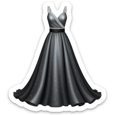 black glittery prom dress with silver sash  sticker