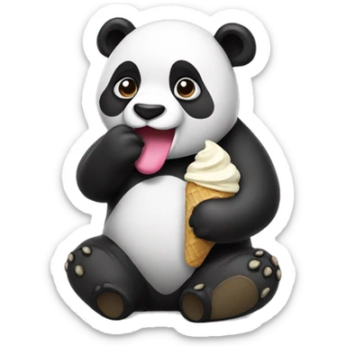 Panda eating ice cream sticker
