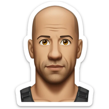 actor vin diesel serious real half body sticker
