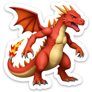 Cool edgy Guilmon-Agumon-Charizard-Digimon, full body sticker