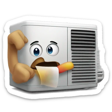 Air conditioner eating a tv sticker