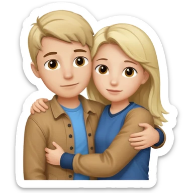 Couple hugging each other but the boy has mustang sticker