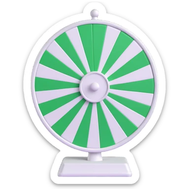 spinning prize wheel with alternating green and white sections sticker