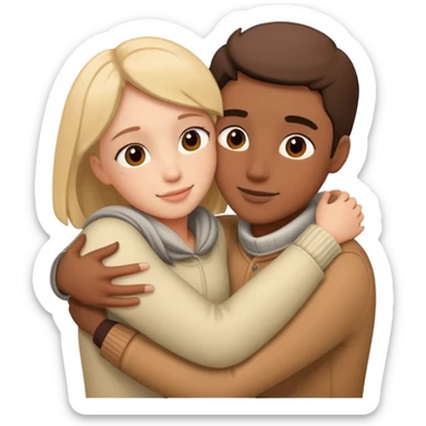 Two people embracing in a warm hug sticker