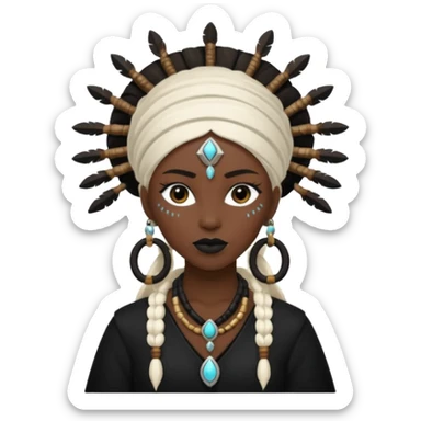 white shaman woman black clothes black accesories  sticker