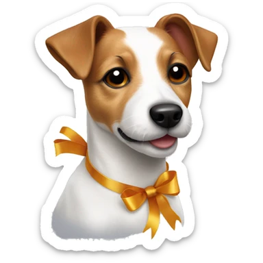 Jack Russell terrier with ribbon sticker