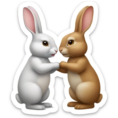 rabbits holding hands sticker