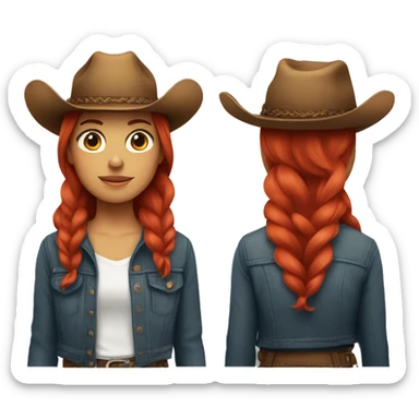 girl with red hair cawboy hat sticker
