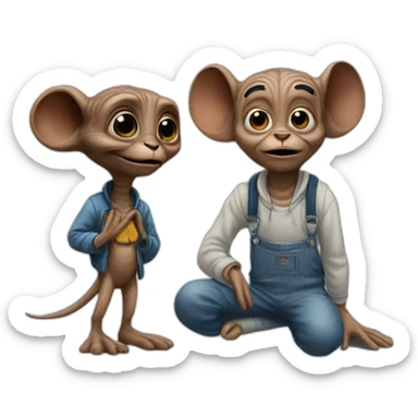 E. T and mickey  sticker