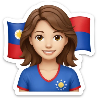 alternative white girl wavy brown hair girl philippine flag sticker