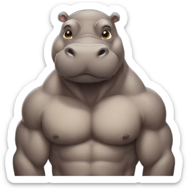 i beg you oh muscular hippo help me sticker