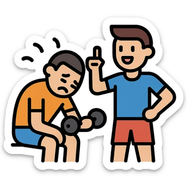 One sportsman encourages the other one, to do a workout and stop being lazy
 sticker