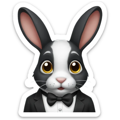 Black rabbit in tuxedo  sticker
