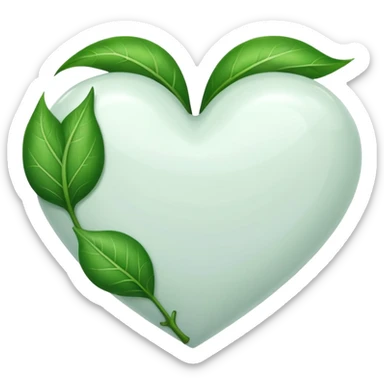 white heart with a leaf sticker