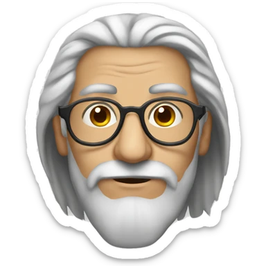 Old turkish man clean shaven with long hair and clear rim glasses sticker