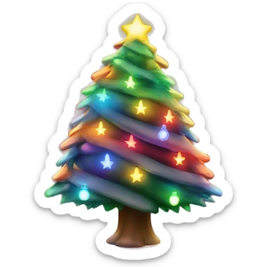 A beautiful lit up Christmas tree with rainbow lights sticker
