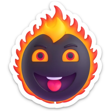 joyful laughing emoji with fiery eyes sticker