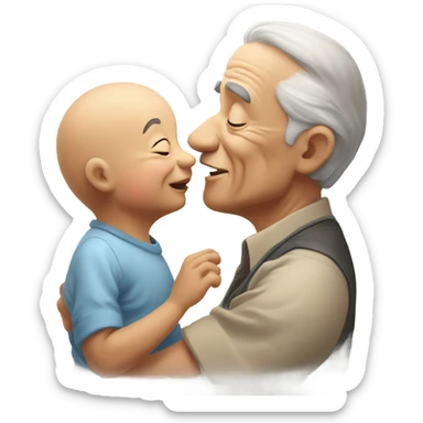 old man kissing a baby sticker