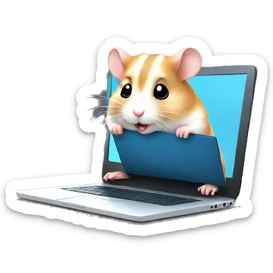 cute hamster with laptop sticker