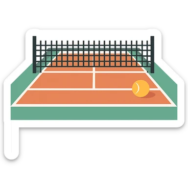 flat design style tennis court with net and ball sticker