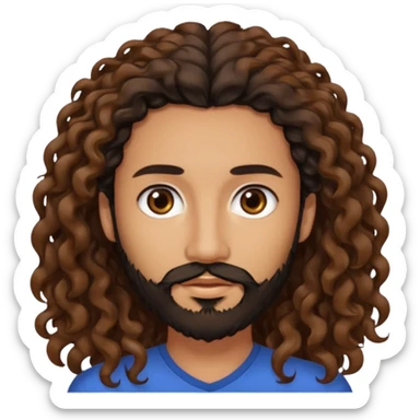 pareja de Mujer morena rizada cabello largo castaño ojos oscuros y hombre piel clara cabello negro con barba  y ojos marron sticker