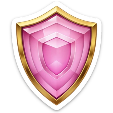 Pink crystal shield golden border sticker