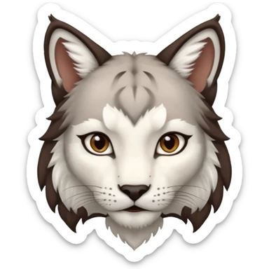 Garçon au cheveux marron foncé avec des oreilles de lynx blanc sticker