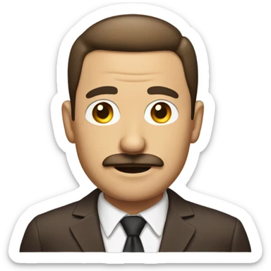Guy with square moustache combover brown suit sticker