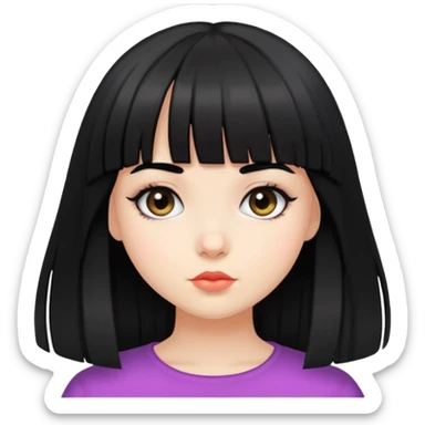 cute girl with black bangs hairstyle sticker