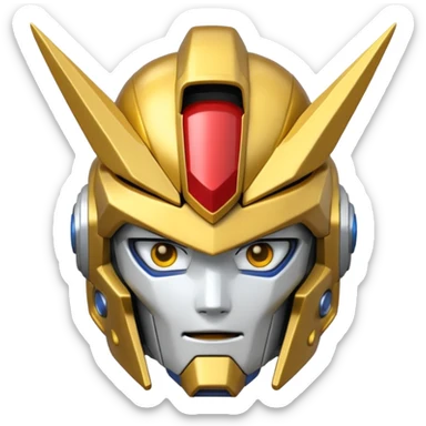 Gundam head with gold sticker