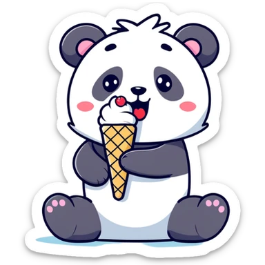 Panda eating ice cream and cry sticker