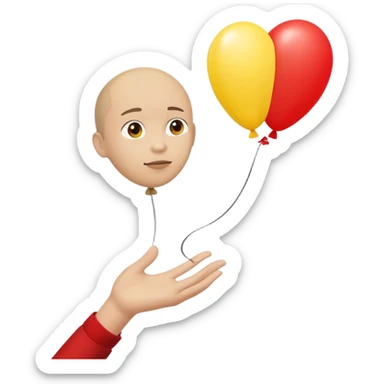 letting go of a yellow-red balloon from hand  sticker