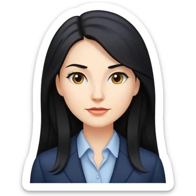 Business woman caucasian long black hair girl sticker