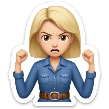 mom with a belt in her hands and an angry expression on her facd sticker