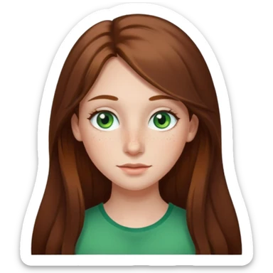 Vull una noia amb els cabells marró per les espatlles i ulls verds amb el nas mes gros i el cabell llarg sticker