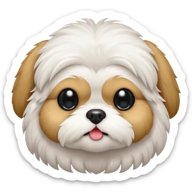 white shitzu with one black eye  sticker