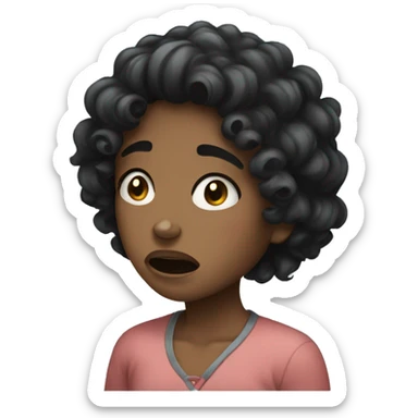 curly black hair girl crying sticker