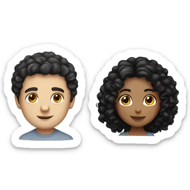 Latin girl and white guy with black curly hair love sticker