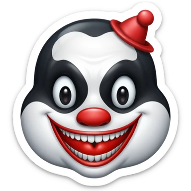 orca as an evil clown sticker