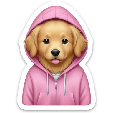 Golden retriever wearing a pink hoodie ￼ sticker