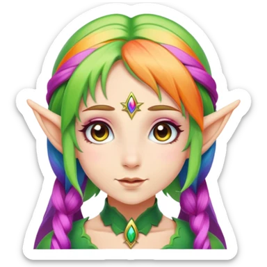 Rainbow hair elf girl sticker