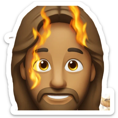 Jesus with fire emojis in his eyes sticker