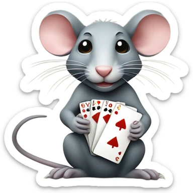 Rat on river with two poker cards  sticker