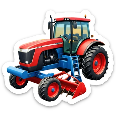 An icon representing a farming simulator, with a detailed tractor plowing fields under a bright sky. The design includes farming tools, crops, and barns, symbolizing the immersive experience of managing a farm. Transparent background emphasizes the peaceful yet hardworking nature of the game. sticker